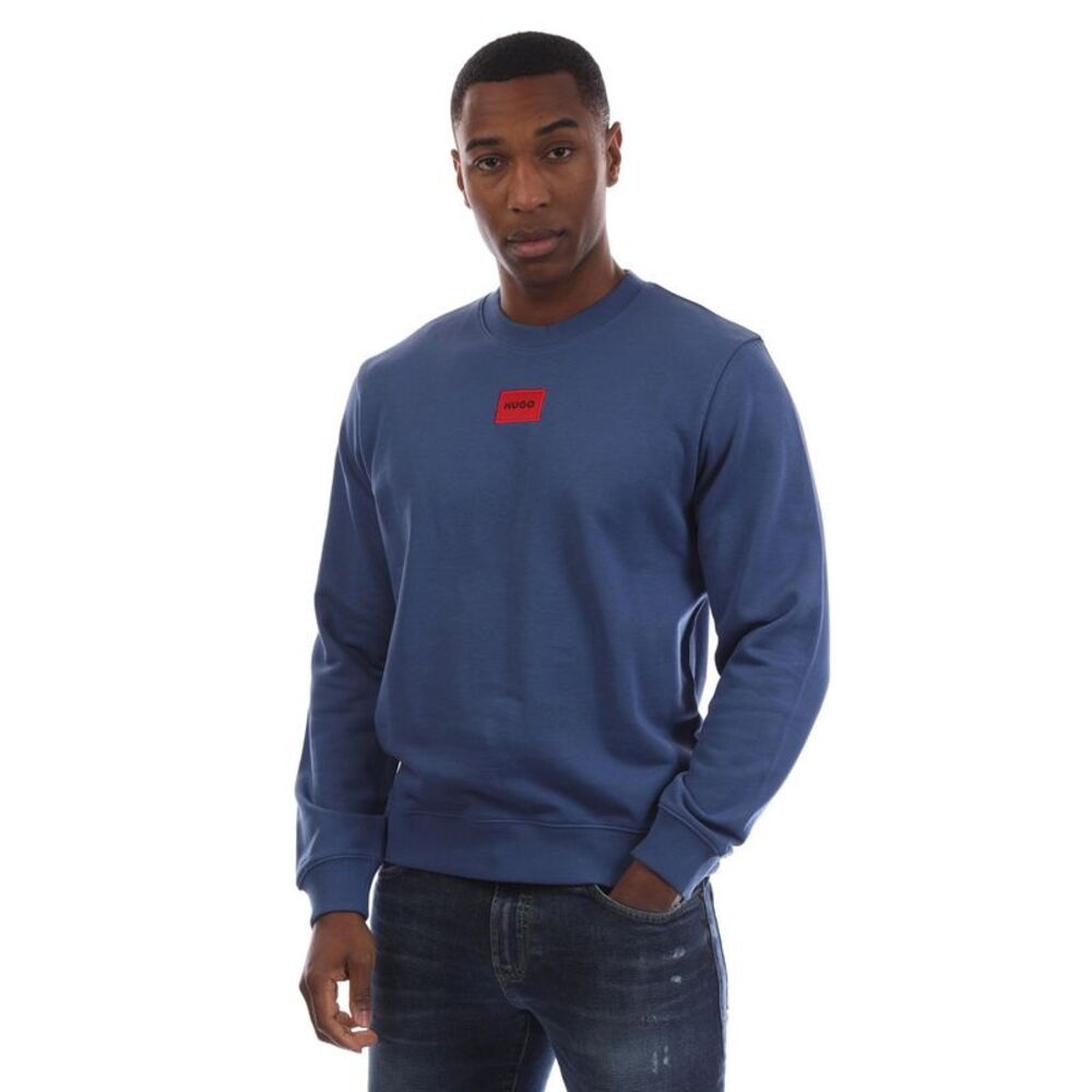 Hugo Mens Ribbed Collar Regular Sweatshirt / Medium Blue